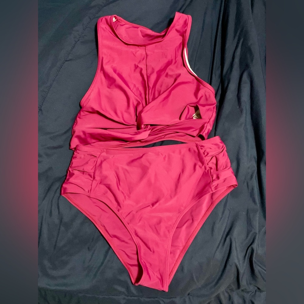 Perfect in pink 2 piece bathing suit.
